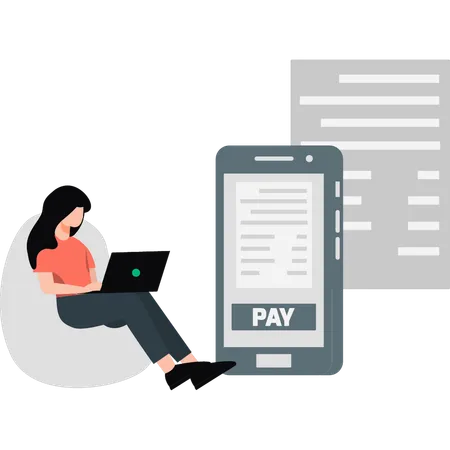 Woman doing payment online  Illustration