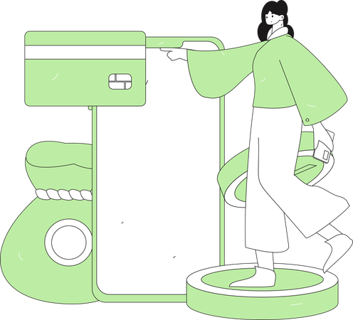 Woman doing payment using card  Illustration
