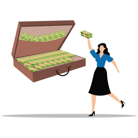 Woman doing Personal finance management  Illustration
