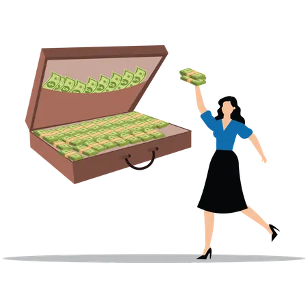 Woman doing Personal finance management  Illustration