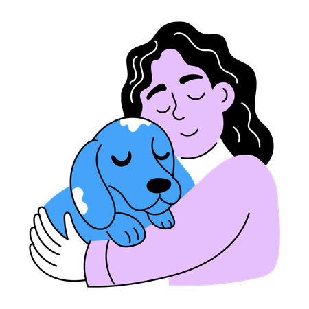 Woman doing Pet hug  Illustration