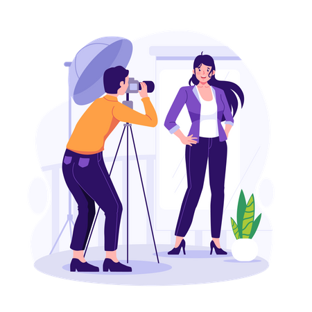 Woman doing photo session  Illustration