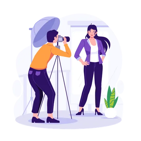 Woman doing photo session  Illustration