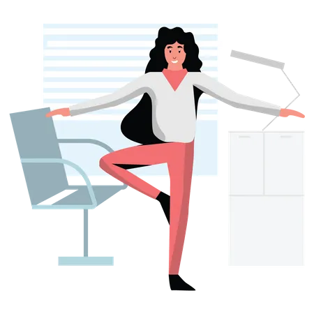 Woman doing physical exercise at work  Illustration