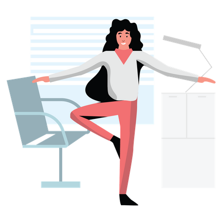 Woman doing physical exercise at work  Illustration