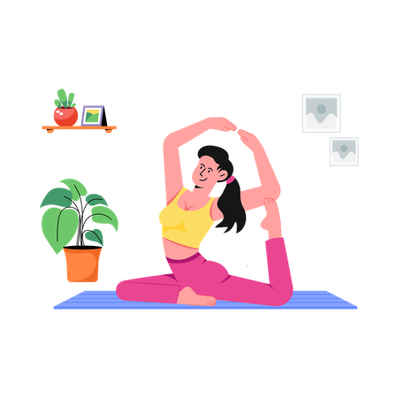 Woman doing Pigeon Pose  Illustration