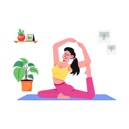 Woman doing Pigeon Pose  Illustration