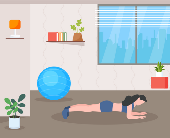 Woman doing plank exercise Illustration