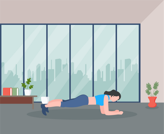Woman doing plank exercise  Illustration