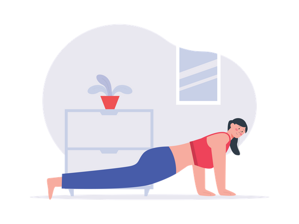 Woman doing plank exercise  Illustration