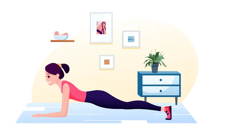 Woman doing plank  Illustration