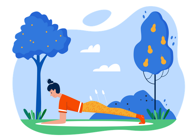 Woman Doing Plank  Illustration