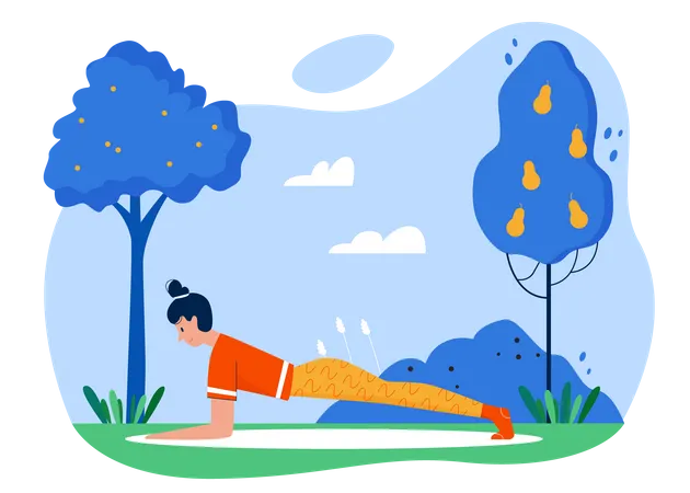 Woman Doing Plank  Illustration