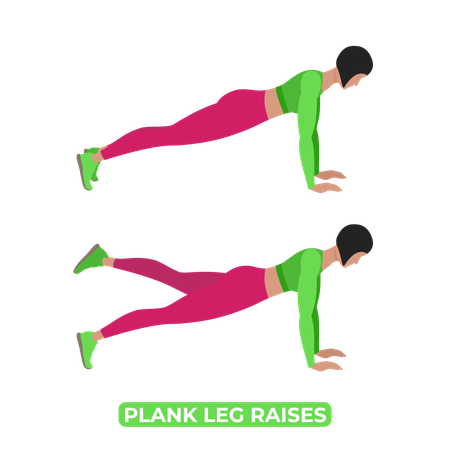 Woman Doing Plank Leg Raises  Illustration