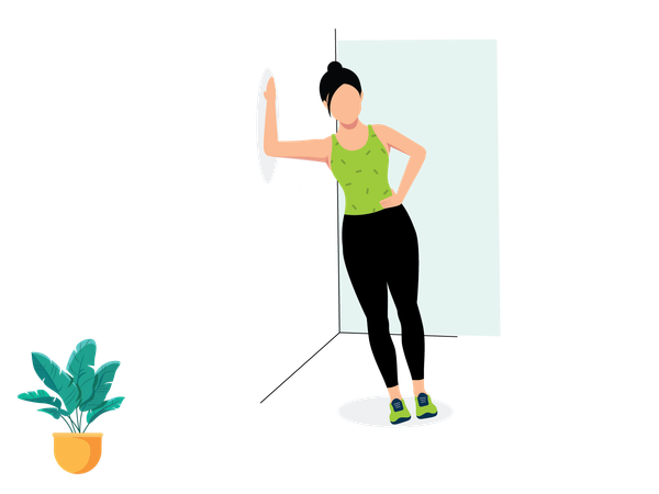 Woman doing Plank Pose Wall  Illustration