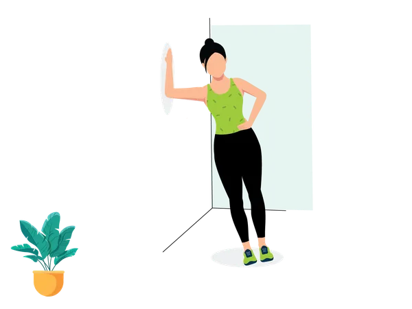 Woman doing Plank Pose Wall  Illustration