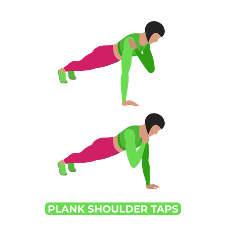 Woman Doing Plank Shoulder Taps  Illustration