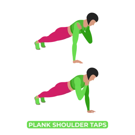 Woman Doing Plank Shoulder Taps  Illustration