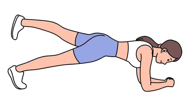 Woman doing Plank to Toe Lift exercise  Illustration