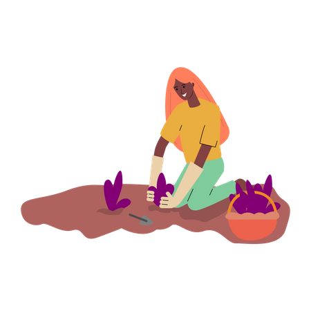 Woman doing plantation  Illustration