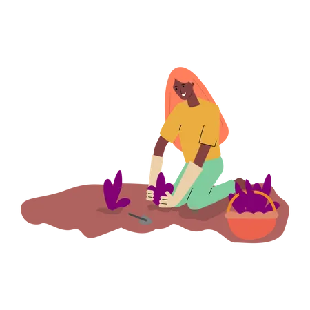 Woman doing plantation  Illustration