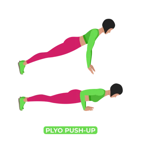 Woman Doing Plyo Push Up  Illustration