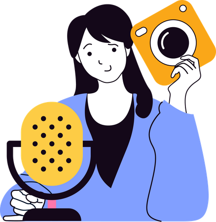 Woman doing podcast production  Illustration