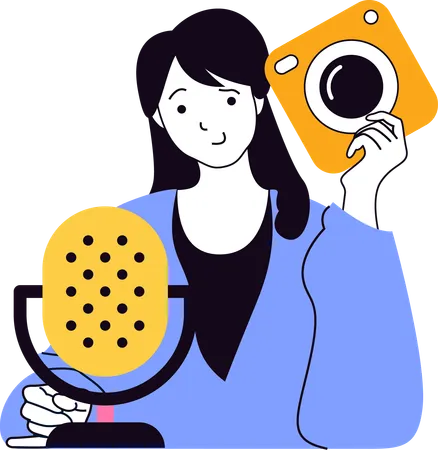 Woman doing podcast production  Illustration