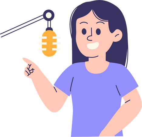 Woman doing Podcast Talk  Illustration