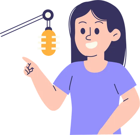 Woman doing Podcast Talk  Illustration