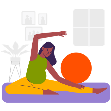 Woman Doing Pregnancy Yoga  Illustration