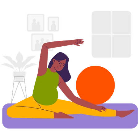 Woman Doing Pregnancy Yoga  Illustration