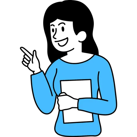 Woman doing presenting gesture  イラスト
