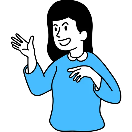 Woman doing presenting gesture  イラスト