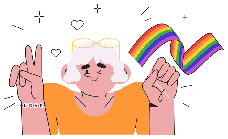 Woman doing Pride month celebration  Illustration