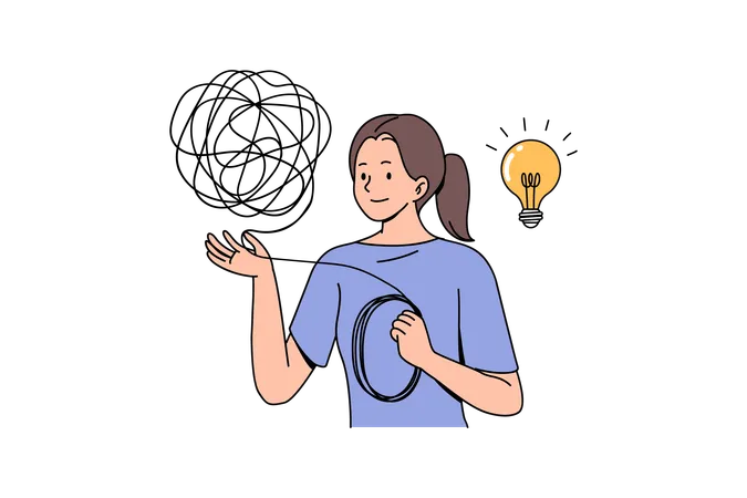 Woman doing problem solving  Illustration