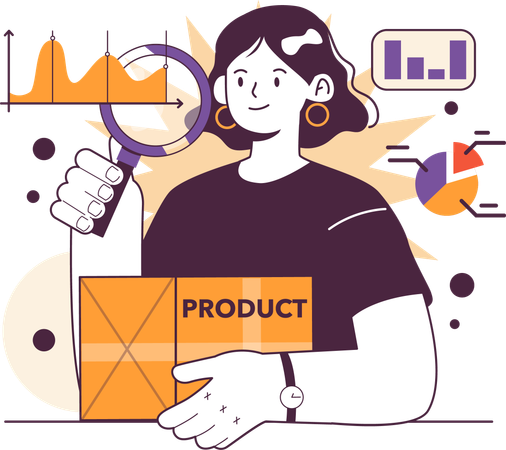 Woman doing product analysis  Illustration