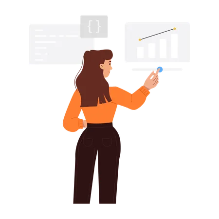 Woman Doing Product Analysis  Illustration