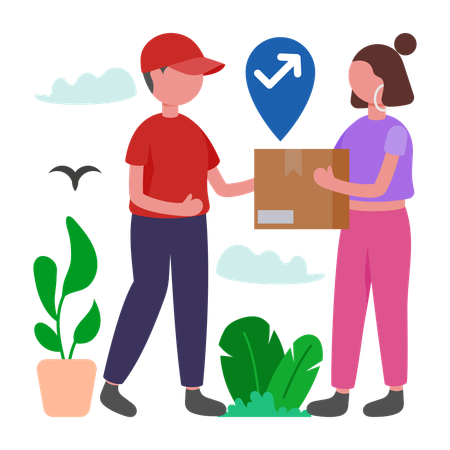 Woman doing Product Exchange  Illustration