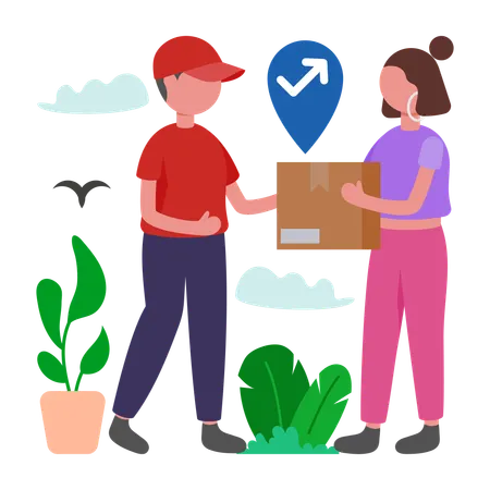 Woman doing Product Exchange  Illustration