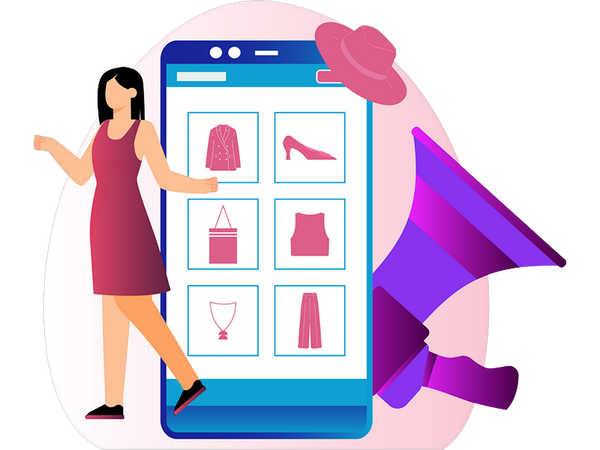 Woman doing product marketing  Illustration