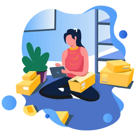 Woman doing product review and marketing Illustration