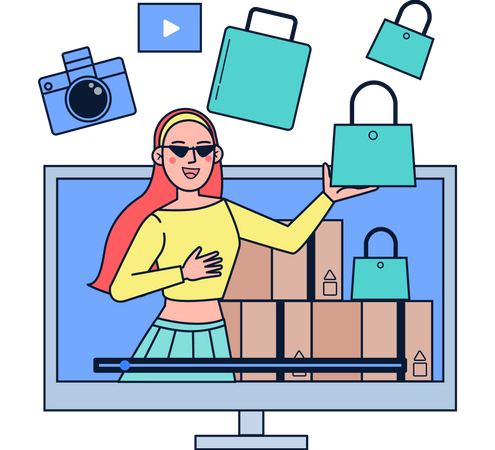 Woman doing product unboxing  Illustration