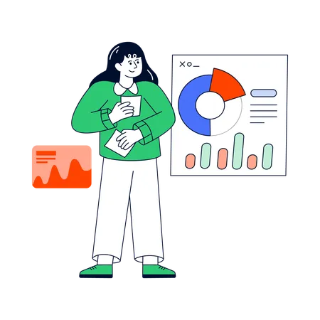 Woman Doing Project Analysis  Illustration