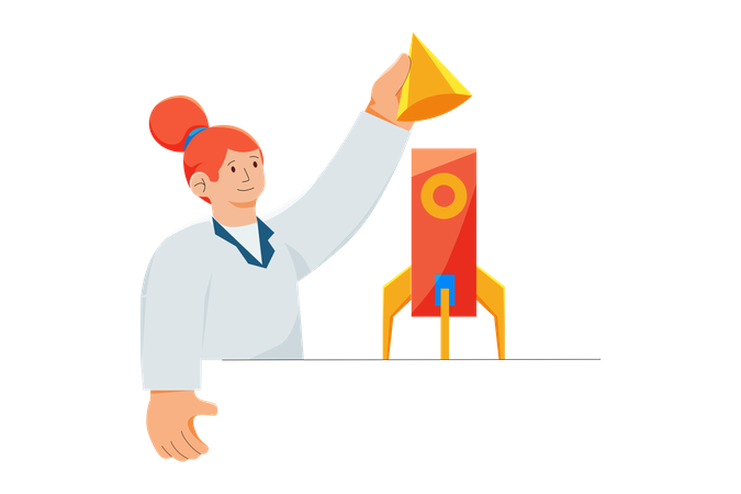 Woman doing project management before launch  Illustration