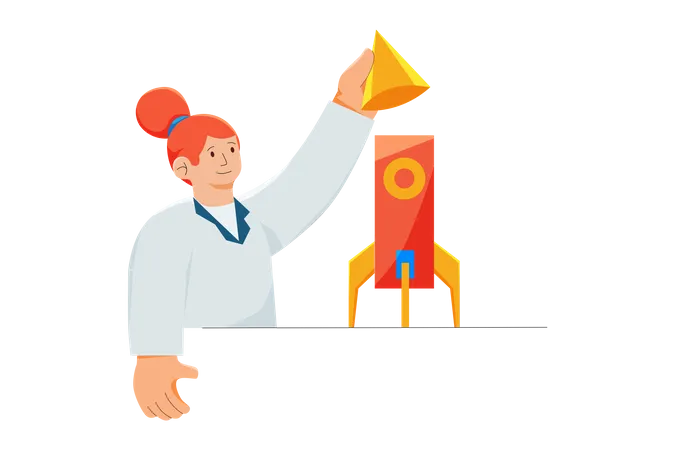 Woman doing project management before launch  Illustration