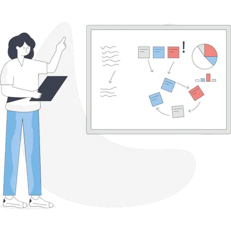 Woman doing project planning  Illustration