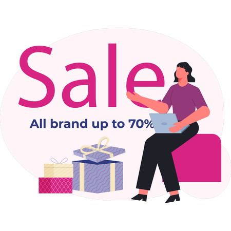 Woman doing promotion brand sale offer  Illustration