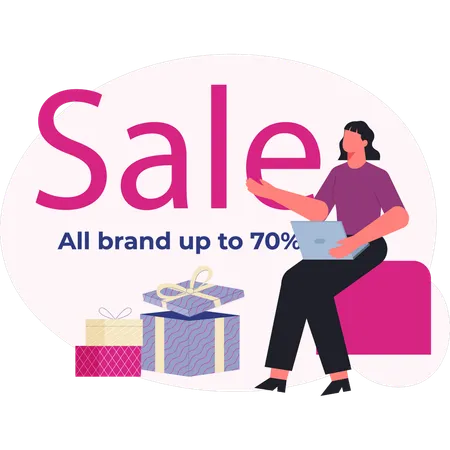 Woman doing promotion brand sale offer  Illustration