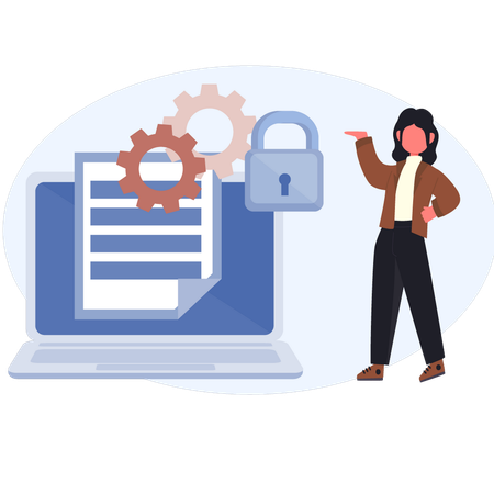 Woman doing protection on business document  Illustration